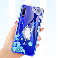 Coque Ultra Fine TPU Souple Housse Etui Transparente Fleurs pour Huawei P Smart Z (2019) Blanc