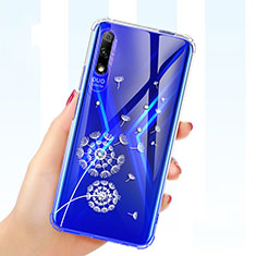 Coque Ultra Fine TPU Souple Housse Etui Transparente Fleurs pour Huawei P Smart Z (2019) Bleu