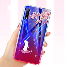 Coque Ultra Fine TPU Souple Housse Etui Transparente Fleurs pour Huawei P Smart Z (2019) Rouge