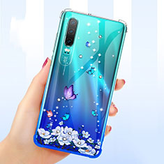 Coque Ultra Fine TPU Souple Housse Etui Transparente Fleurs pour Huawei P30 Violet