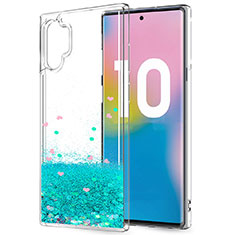 Coque Ultra Fine TPU Souple Housse Etui Transparente Fleurs pour Samsung Galaxy Note 10 Plus Vert