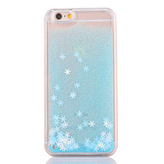 Coque Ultra Fine TPU Souple Housse Etui Transparente Fleurs T01 pour Apple iPhone 6 Bleu Ciel