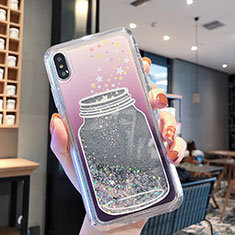 Coque Ultra Fine TPU Souple Housse Etui Transparente Fleurs T01 pour Apple iPhone X Gris