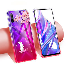 Coque Ultra Fine TPU Souple Housse Etui Transparente Fleurs T01 pour Huawei P Smart Pro (2019) Rouge
