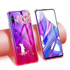 Coque Ultra Fine TPU Souple Housse Etui Transparente Fleurs T01 pour Huawei Y9s Rouge