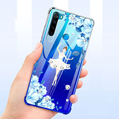 Coque Ultra Fine TPU Souple Housse Etui Transparente Fleurs T01 pour Xiaomi Redmi Note 8 Blanc