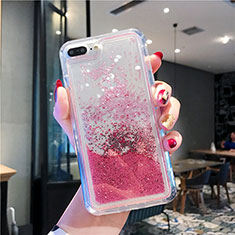 Coque Ultra Fine TPU Souple Housse Etui Transparente Fleurs T02 pour Apple iPhone 8 Plus Rouge