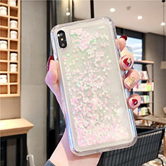 Coque Ultra Fine TPU Souple Housse Etui Transparente Fleurs T02 pour Apple iPhone X Blanc