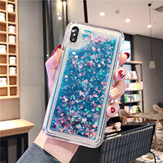 Coque Ultra Fine TPU Souple Housse Etui Transparente Fleurs T02 pour Apple iPhone X Bleu