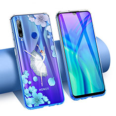 Coque Ultra Fine TPU Souple Housse Etui Transparente Fleurs T02 pour Huawei P Smart+ Plus (2019) Blanc