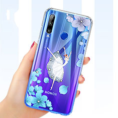 Coque Ultra Fine TPU Souple Housse Etui Transparente Fleurs T03 pour Huawei Honor 20 Lite Blanc