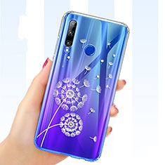 Coque Ultra Fine TPU Souple Housse Etui Transparente Fleurs T03 pour Huawei Honor 20i Bleu