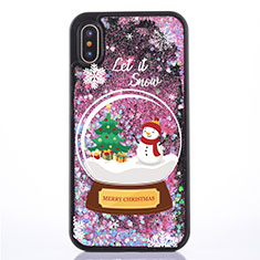 Coque Ultra Fine TPU Souple Housse Etui Transparente Fleurs T05 pour Apple iPhone X Rouge