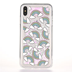 Coque Ultra Fine TPU Souple Housse Etui Transparente Fleurs T08 pour Apple iPhone Xs Gris