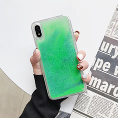 Coque Ultra Fine TPU Souple Housse Etui Transparente Fleurs T12 pour Apple iPhone XR Vert