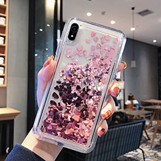 Coque Ultra Fine TPU Souple Housse Etui Transparente Fleurs T14 pour Apple iPhone XR Or Rose