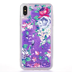 Coque Ultra Fine TPU Souple Housse Etui Transparente Fleurs T18 pour Apple iPhone X Violet