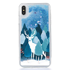 Coque Ultra Fine TPU Souple Housse Etui Transparente Fleurs T22 pour Apple iPhone X Bleu