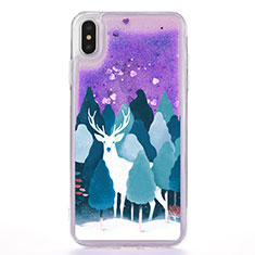 Coque Ultra Fine TPU Souple Housse Etui Transparente Fleurs T22 pour Apple iPhone X Violet