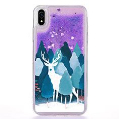 Coque Ultra Fine TPU Souple Housse Etui Transparente Fleurs T22 pour Apple iPhone XR Violet