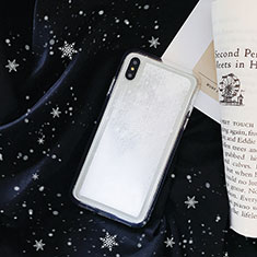 Coque Ultra Fine TPU Souple Housse Etui Transparente Fleurs T23 pour Apple iPhone X Blanc
