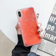 Coque Ultra Fine TPU Souple Housse Etui Transparente Fleurs Z03 pour Apple iPhone Xs Orange