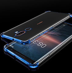 Coque Ultra Fine TPU Souple Housse Etui Transparente H01 pour Nokia 7 Plus Bleu