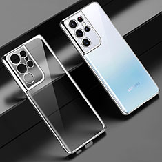 Coque Ultra Fine TPU Souple Housse Etui Transparente H02 pour Samsung Galaxy S21 Ultra 5G Argent