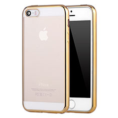 Coque Ultra Fine TPU Souple Housse Etui Transparente H05 pour Apple iPhone 5S Or
