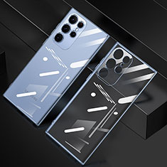 Coque Ultra Fine TPU Souple Housse Etui Transparente H06 pour Samsung Galaxy S22 Ultra 5G Bleu