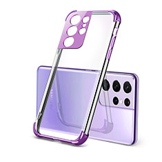 Coque Ultra Fine TPU Souple Housse Etui Transparente H09 pour Samsung Galaxy S21 Ultra 5G Violet