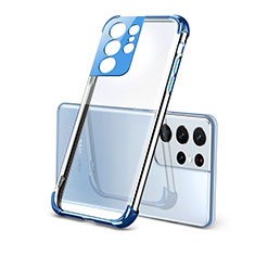 Coque Ultra Fine TPU Souple Housse Etui Transparente H09 pour Samsung Galaxy S22 Ultra 5G Bleu