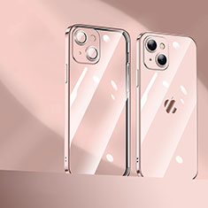 Coque Ultra Fine TPU Souple Housse Etui Transparente H10 pour Apple iPhone 15 Plus Or Rose