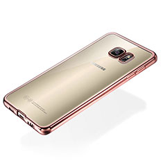 Coque Ultra Fine TPU Souple Housse Etui Transparente S01 pour Samsung Galaxy S6 Edge+ Plus SM-G928F Or Rose