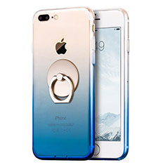 Coque Ultra Fine Transparente Souple Degrade et Support Bague Anneau pour Apple iPhone 7 Plus Bleu