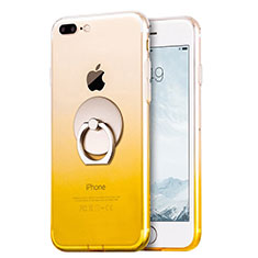 Coque Ultra Fine Transparente Souple Degrade et Support Bague Anneau pour Apple iPhone 7 Plus Jaune