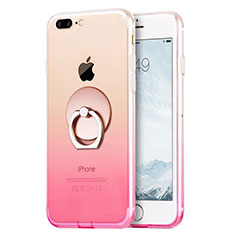 Coque Ultra Fine Transparente Souple Degrade et Support Bague Anneau pour Apple iPhone 7 Plus Rose