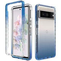 Coque Ultra Fine Transparente Souple Housse Etui 360 Degres Avant et Arriere Degrade JX1 pour Google Pixel 7 5G Bleu