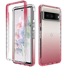 Coque Ultra Fine Transparente Souple Housse Etui 360 Degres Avant et Arriere Degrade JX1 pour Google Pixel 7 5G Rouge