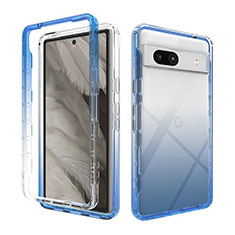 Coque Ultra Fine Transparente Souple Housse Etui 360 Degres Avant et Arriere Degrade JX1 pour Google Pixel 7a 5G Bleu