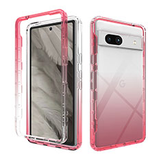 Coque Ultra Fine Transparente Souple Housse Etui 360 Degres Avant et Arriere Degrade JX1 pour Google Pixel 7a 5G Rouge