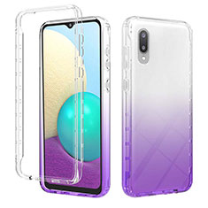 Coque Ultra Fine Transparente Souple Housse Etui 360 Degres Avant et Arriere Degrade JX1 pour Samsung Galaxy A02 Violet