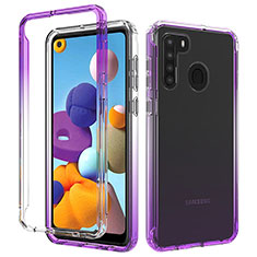 Coque Ultra Fine Transparente Souple Housse Etui 360 Degres Avant et Arriere Degrade JX1 pour Samsung Galaxy A21s Violet