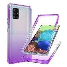 Coque Ultra Fine Transparente Souple Housse Etui 360 Degres Avant et Arriere Degrade JX1 pour Samsung Galaxy A71 4G A715 Violet