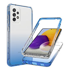 Coque Ultra Fine Transparente Souple Housse Etui 360 Degres Avant et Arriere Degrade JX1 pour Samsung Galaxy A72 4G Bleu