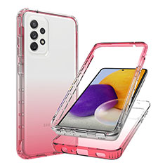 Coque Ultra Fine Transparente Souple Housse Etui 360 Degres Avant et Arriere Degrade JX1 pour Samsung Galaxy A72 5G Rouge