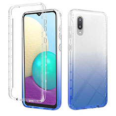 Coque Ultra Fine Transparente Souple Housse Etui 360 Degres Avant et Arriere Degrade JX1 pour Samsung Galaxy M02 Bleu