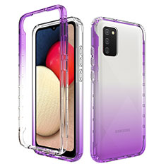 Coque Ultra Fine Transparente Souple Housse Etui 360 Degres Avant et Arriere Degrade JX4 pour Samsung Galaxy F02S SM-E025F Violet