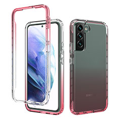 Coque Ultra Fine Transparente Souple Housse Etui 360 Degres Avant et Arriere Degrade M01 pour Samsung Galaxy S21 Plus 5G Rouge