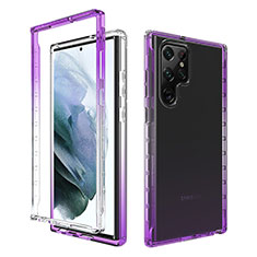 Coque Ultra Fine Transparente Souple Housse Etui 360 Degres Avant et Arriere Degrade M01 pour Samsung Galaxy S22 Ultra 5G Violet